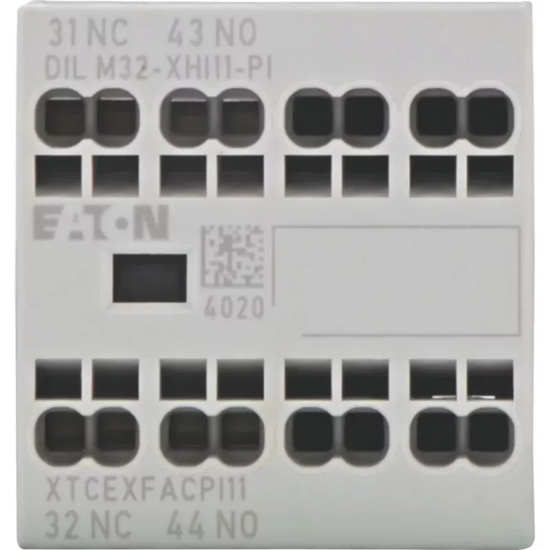 Eaton DILM32-XHI11-PI pagalbinis kontaktų blokas, 1 NO + 1 NC, 4 A, priekinio montavimo, DILM7-DILM32 kontaktoriams 199309