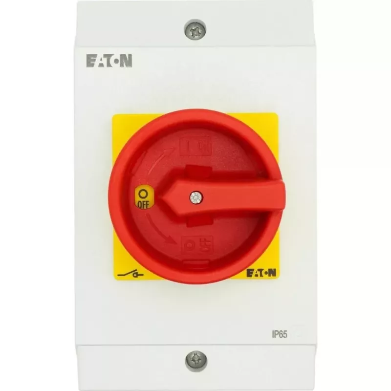 Eaton T3-4-15682/I2/SVB kumštelinis jungiklis, 3 polių + N, 32 A, raudona/geltona rankena, IP65 207210