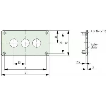 Eaton M22-E3Q aliuminis valdymo posto korpusas, pilkas, 3 išpjovos, IP65 216544