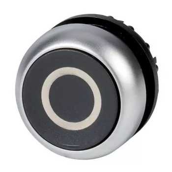 Eaton M22-D-S-X0 mygtuko pavara, juoda, plokščia, momentinė, metalinis priekinis žiedas, 22,5 mm 216609