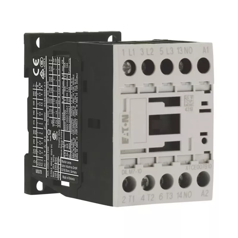Eaton DILM7-10 3 polių kontaktorius, 230V 50Hz / 240V 60Hz ritė, 1NO pagalbinis kontaktas, 3kW AC-3 400V 276550