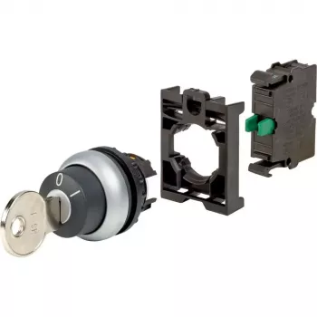 Eaton M22-WS-K10-BVP raktu valdomas perjungiklio aktuatas, 2 padėtys, fiksuojamasis, juodas plastikinis priekinis žiedas, raktas K10, 22,5 mm 110921