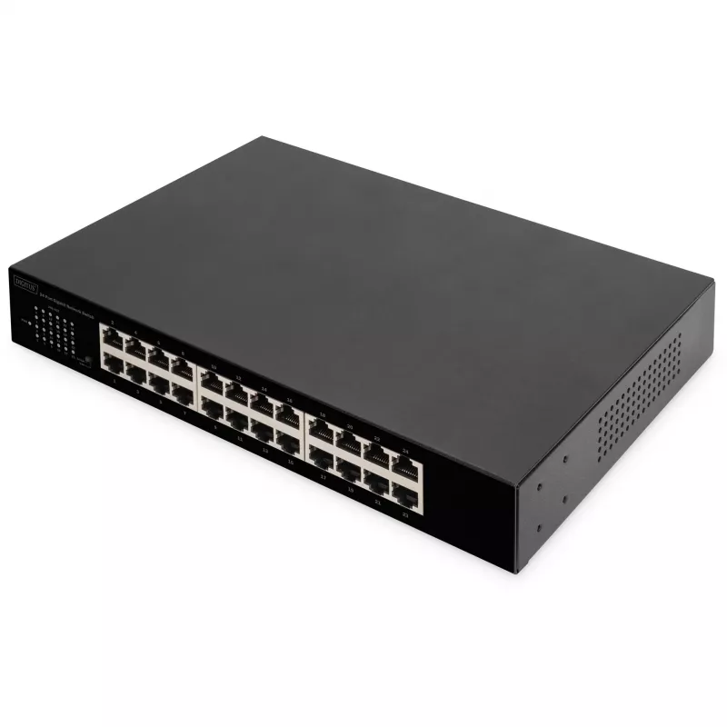 DIGITUS DN-80113-1 24 prievadų Gigabit komutatorius, 19 colių montavimui į stovą, 48 Gbps, nevaldomas