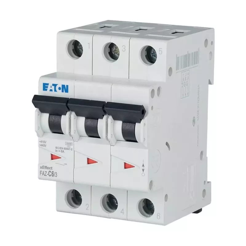Eaton FAZ-C6/3 6 A 3 polių C charakteristikos automatinis jungiklis (MCB), 6 kA 278867