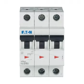 EATON FAZ-D16/3 automatinis grandinės pertraukiklis 16A 3 polių D charakteristikos 6kA 278896