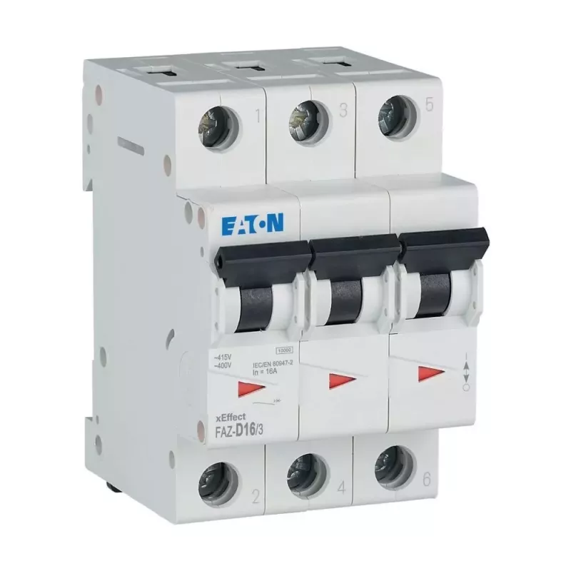 EATON FAZ-D16/3 automatinis grandinės pertraukiklis 16A 3 polių D charakteristikos 6kA 278896