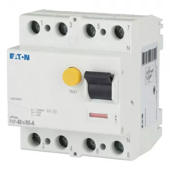 Eaton PXF-40/4/05-A liekamosios srovės grandinės pertraukiklis (RCCB), 4 polių, 40 A, 50 mA, A tipo 236779
