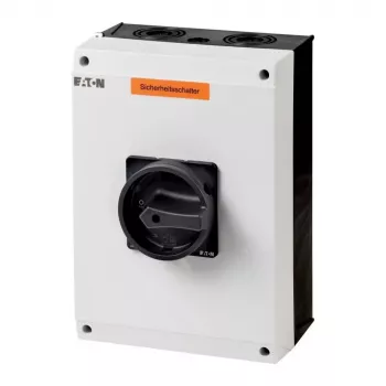 Eaton P3-100/I5/SVB-SW/HI11 3 polių pagrindinis jungiklis 100 A, paviršinio montavimo, IP65, raudona/geltona rotacinė rankena, užrakinamas, 1NO+1NC 207375