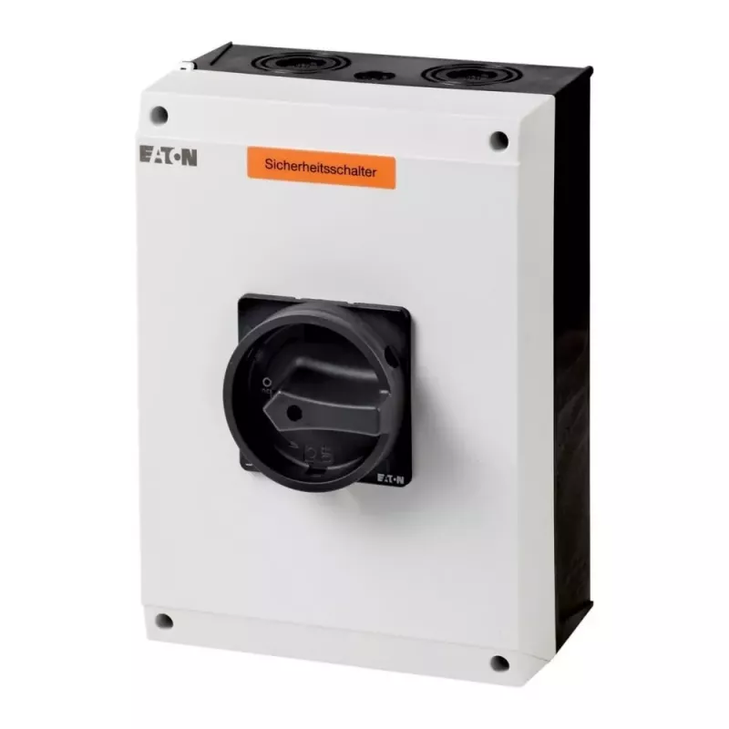 Eaton P3-100/I5/SVB-SW/HI11 3 polių pagrindinis jungiklis 100 A, paviršinio montavimo, IP65, raudona/geltona rotacinė rankena, užrakinamas, 1NO+1NC 207375