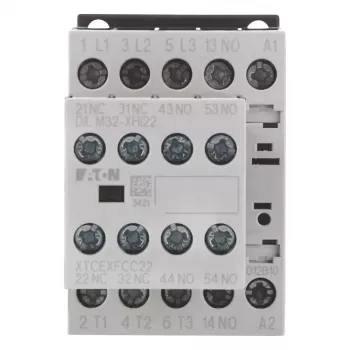 Eaton DILM12-32(24VDC) galios kontaktorius, 3 polių, 12 A, 24 V DC ritė, 1 NO + 2 NC, varžtiniai gnybtai, IP20, DIN bėgelio / varžtinis montavimas 276950