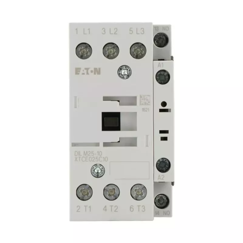 Eaton DILM25-10 24V 50Hz 3 polių galios kontaktorius, 25 A AC-3, 11 kW, 1 NO pagalbinis kontaktas, varžtiniai gnybtai, DIN bėgelio montavimas, IP00 277119