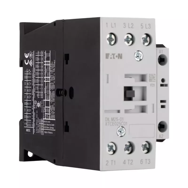 Eaton DILM25-01 galios kontaktorius, 3 polių, 25 A AC-3, 11 kW, 230 V AC 50 Hz / 240 V AC 60 Hz ritė, 1 NC pagalbinis kontaktas 277164