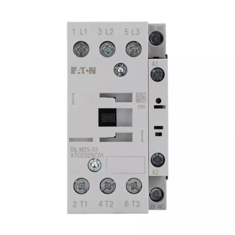 Eaton DILM25-01 galios kontaktorius, 3 polių, 25 A AC-3, 11 kW, 230 V AC 50 Hz / 240 V AC 60 Hz ritė, 1 NC pagalbinis kontaktas 277164