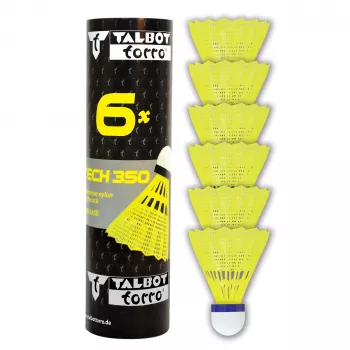 TALBOT TORRO Tech 350 nailoninis badmintono kamuoliukas, vidutinio greičio, geltonas/mėlynas 479103