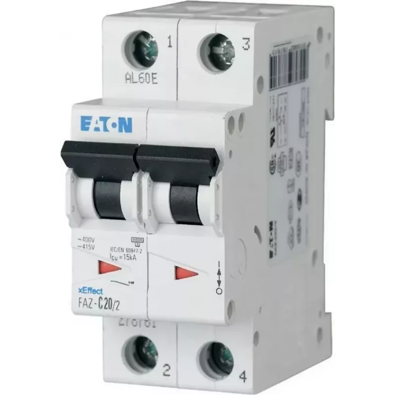 EATON FAZ-K25/2 automatinis miniatiūrinis grandinės pertraukiklis (MCB), K charakteristika, 25 A, 2 polų, 10 kA 278800