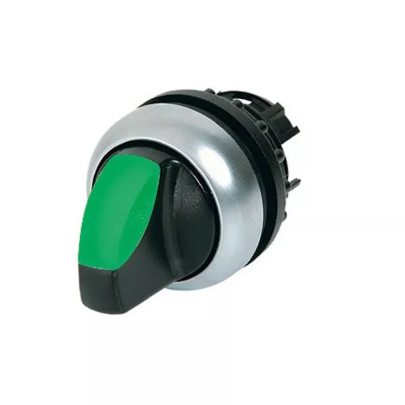 Eaton M22-WRLK-G raktinis selektoriaus jungiklio aktorius, 2 padėčių fiksuotas, žalias raktas, juodas apvadas, 22,5 mm 216827
