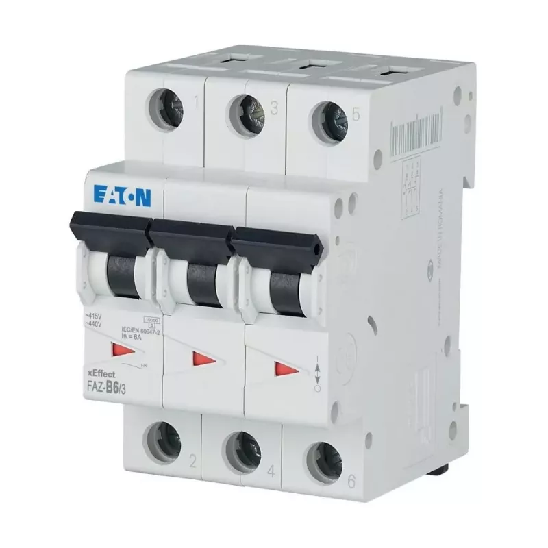 Eaton FAZ-B6/3 B tipo automatinis grandinės pertraukiklis 6 A 3 polių 10 kA 278841