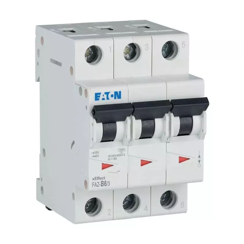 Eaton FAZ-B6/3 B tipo automatinis grandinės pertraukiklis 6 A 3 polių 10 kA 278841