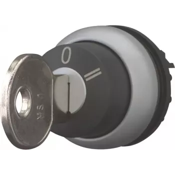 Eaton M22-WRS3 raktinis selektoriaus perjungiklio pavara, 3 padėčių fiksuojamoji, plastikinis juodas priekinis žiedas, 22,5 mm 216900