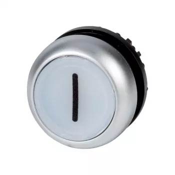 Eaton M22-DL-W-X1 įspaudžiamosios mygtuko galvutės vykdomasis elementas, baltas, metalinis apvadas, 22,5 mm 216942