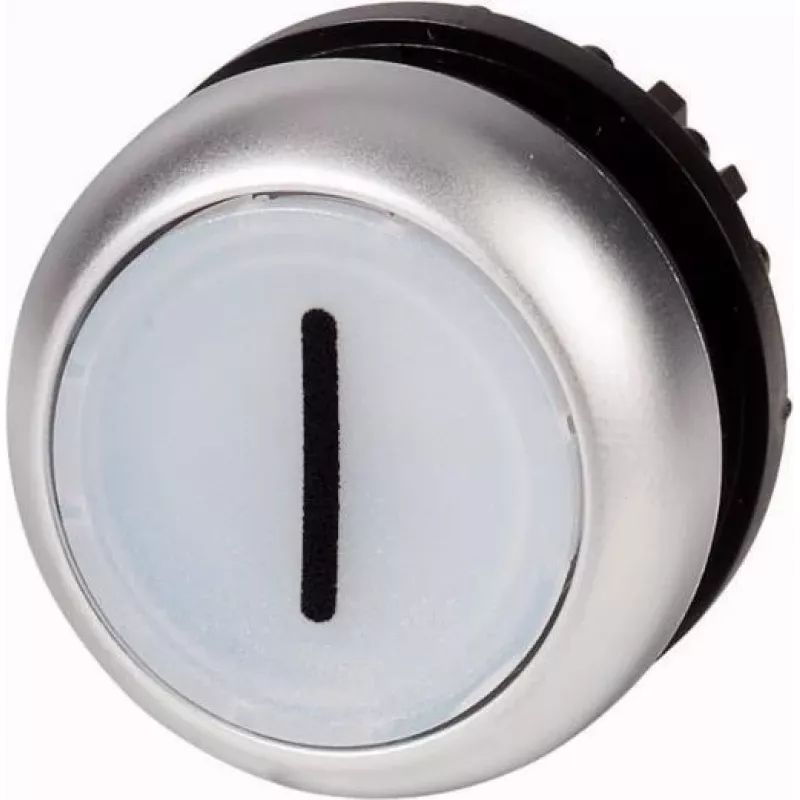 Eaton M22-DL-W-X1 įspaudžiamosios mygtuko galvutės vykdomasis elementas, baltas, metalinis apvadas, 22,5 mm 216942