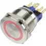 TRU COMPONENTS 1303040 GQ22S-11E/R/12V apsauginis nuo vandalizmo mygtukas, momentinis, 1 NO, 250 V AC, 3 A, raudonas žiedinis apšvietimas 12 V DC, IP65, 22 mm montavimas