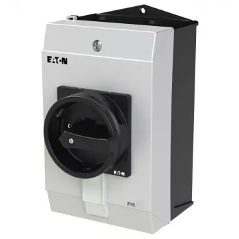 Eaton P1-25/I2H/SVB-SW/HI11 3 polių pagrindinis jungiklis 25A IP65, skirtas viršutiniam montavimui, juodas/pilkas, 227862