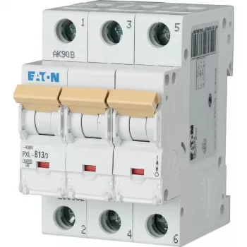 Eaton PXL-B13/3 automatinis jungiklis (MCB), 3 polių, 13 A, B charakteristika, 10 kA, DIN bėgelis 236382