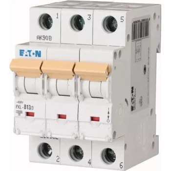 Eaton PXL-B13/3 automatinis jungiklis (MCB), 3 polių, 13 A, B charakteristika, 10 kA, DIN bėgelis 236382