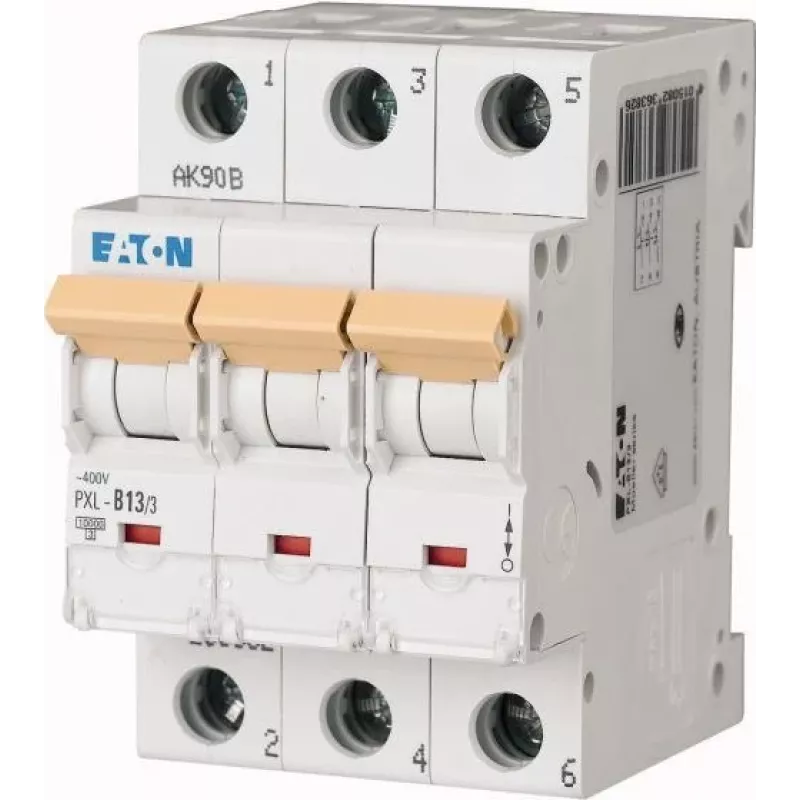 Eaton PXL-B13/3 automatinis jungiklis (MCB), 3 polių, 13 A, B charakteristika, 10 kA, DIN bėgelis 236382