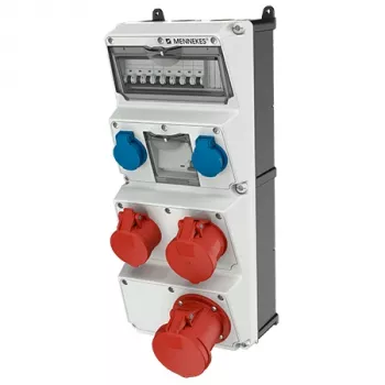 MENNEKES AMAXX kištukinių lizdų kombinacija 940010 - 32A CEE įvadas, 6 lizdai, RCD/MCB apsauga, IP44