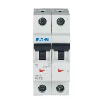 Eaton FAZ-C2/2 miniatiūrinis automatinis jungiklis (MCB), 2 A, 2 polių, C charakteristikos, 230/400 V AC, 10 kA 278748