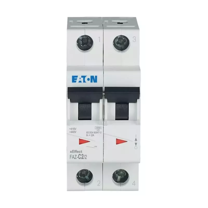 Eaton FAZ-C2/2 miniatiūrinis automatinis jungiklis (MCB), 2 A, 2 polių, C charakteristikos, 230/400 V AC, 10 kA 278748