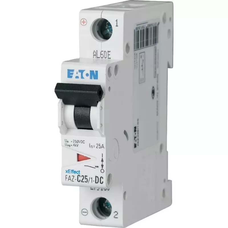Eaton FAZ-C4/1-DC miniatiūrinis automatinis jungiklis (MCB), 1 polius, C tipo, 4 A, 220 V DC, 6 kA, DIN bėgelis 279124