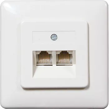 SHIVERPEAKS ISDN sieninė rozetė, 2 x RJ45 lizdai, įleidžiamoji, perjungiamas galinis rezistorius, balta 69989