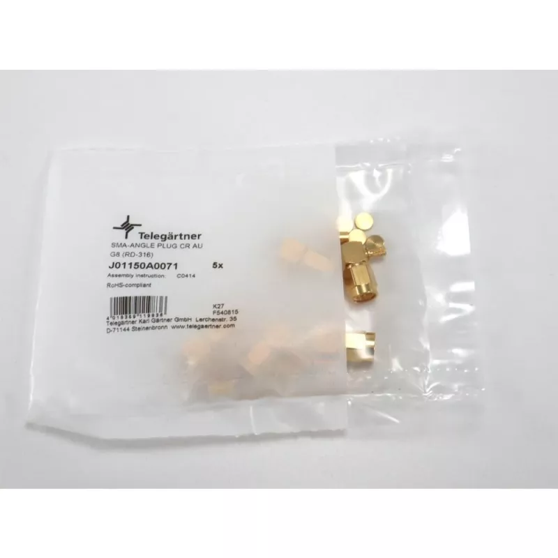 Telegärtner SMA stačiu kampu crimp kištukas RG-316 kabeliui, auksuotas, 5 vnt. (J01150A0071)