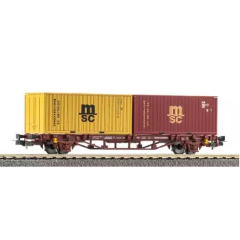 PIKO 27750 konteinerių platforma DC, DB AG, VI epocha, Sgns 80', 2x 40ft konteineriai, H0