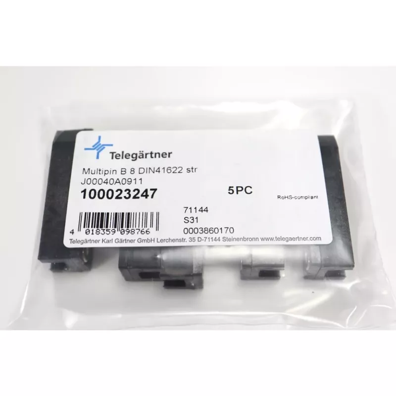 Telegärtner DIN 41622 Type B 8 asimetrinė 8 kontaktų PCB lizdinė jungtis, litavimo montavimas J00040A0911