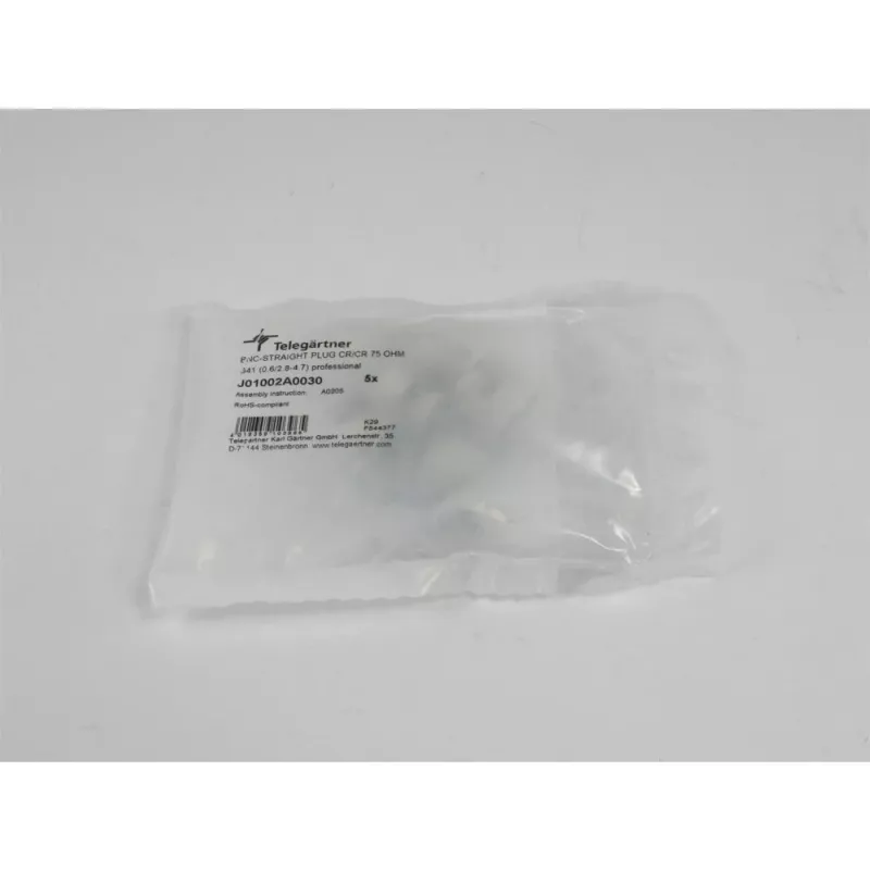 Telegärtner BNC kištukinis suspaudžiamasis jungtis 75 Ohm, skirta RG59/RG62/RG179/RG187/RG316 J01002A0030