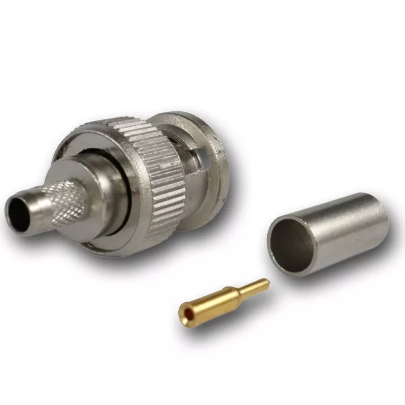 Telegärtner BNC crimp plug 50 Ohm, skirtas RG-58 C/U, G01 Professional, nikelis/auksas, 250 vnt. pakuotė J01000A1255S