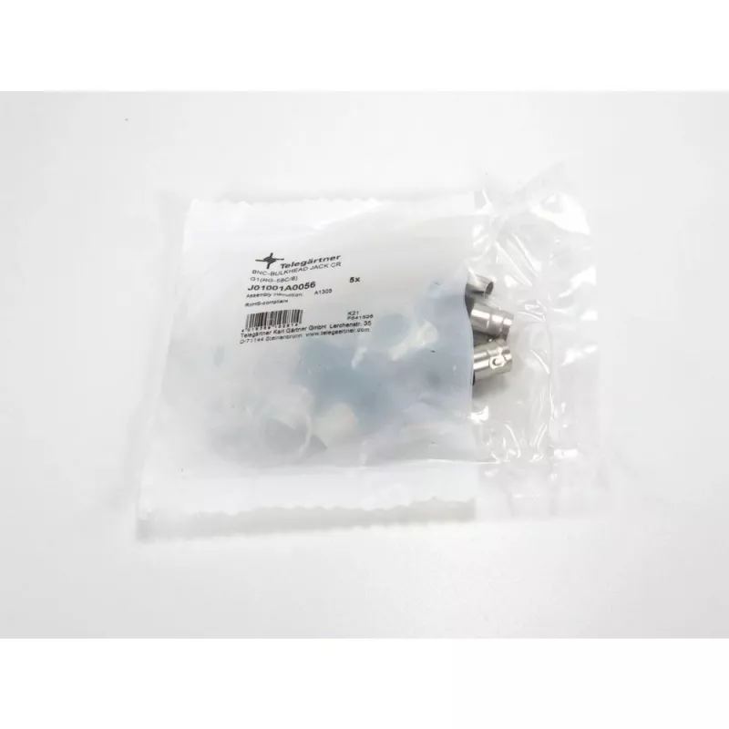 Telegärtner BNC kabelio lizdas Crimp G01 50 Ohm, Crimp/Crimp, izoliuotas flanšas, A1305, Z04, G01 (RG-58 C/U) - 5 vnt.