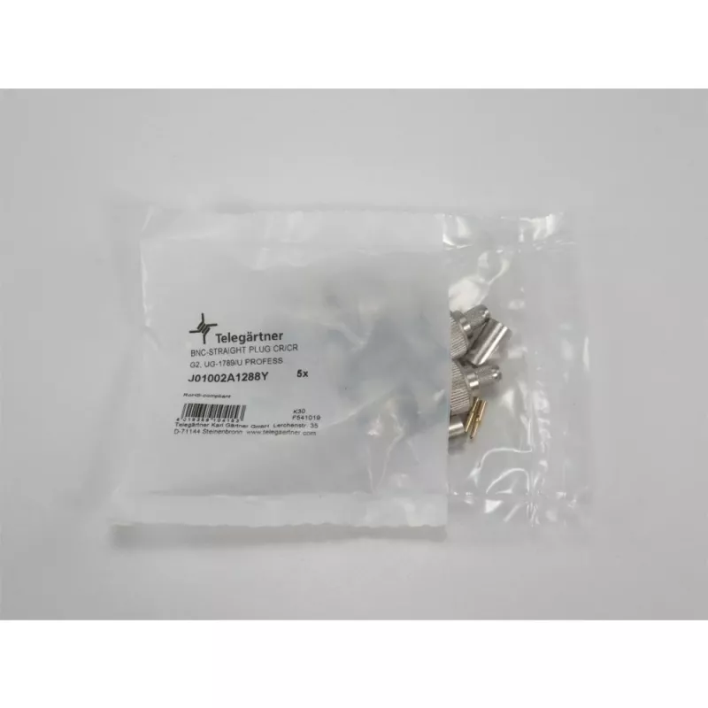 Telegärtner BNC crimp jungtis G02 75 omų, skirta RG-59B/U, UG-1789/U, vyriška, 5 vnt. paketas J01002A1288Y