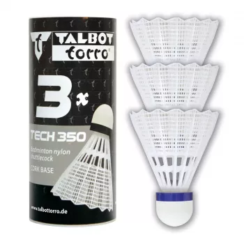 TALBOT TORRO Tech 350 Medium nailono badmintono kamuoliukas, baltas/mėlynas, 1 vnt. 479112
