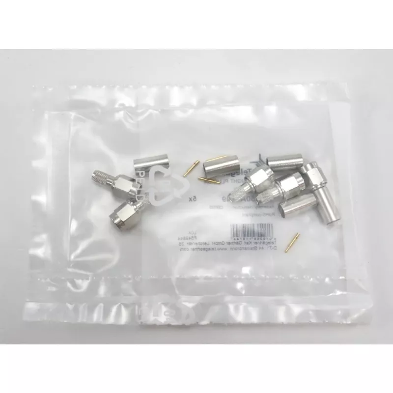 Telegärtner SMA jungtis, tiesus kištukas, 50 omų, crimp/lydymas, skirta RG-58, RG-142, RG-223, LMR-240, J01150A0049
