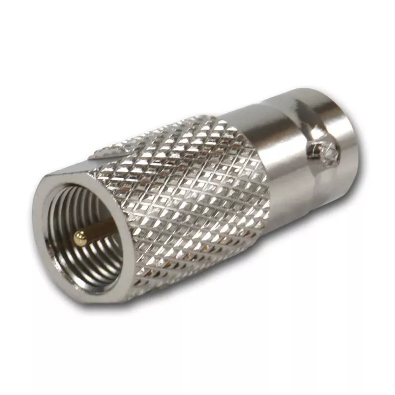 TELEGÄRTNER J01008F0068 BNC lizdas į FME kištuką koaksialinis adapteris, 50 omų, tiesus, nikeliuotas žalvaris