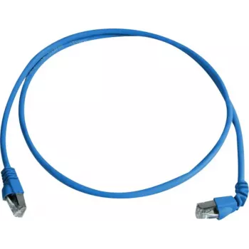 Telegärtner Cat 6A S/FTP komutacinis kabelis, PiMF, mėlynas, 2,0 m, vienas galas kampu L00001A0159