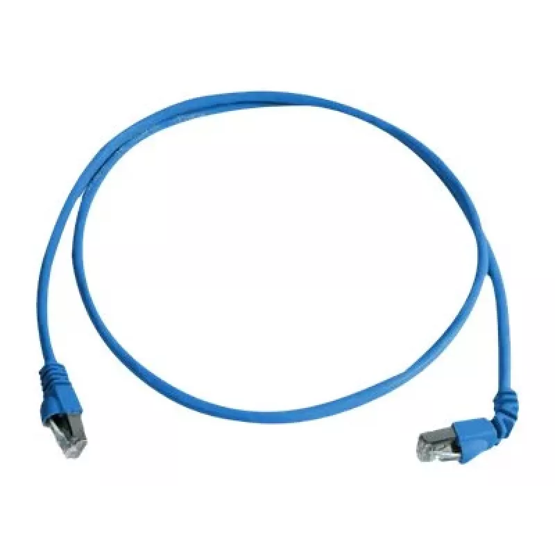 Telegärtner Cat 6A S/FTP komutacinis kabelis, PiMF, mėlynas, 2,0 m, vienas galas kampu L00001A0159
