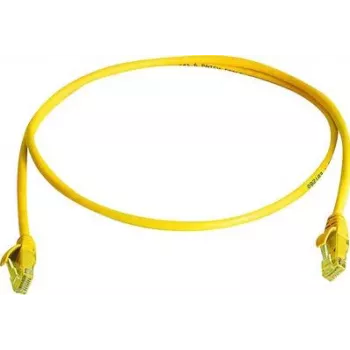 Telegärtner 100008205 RJ45 komutacinis kabelis, CAT 5e, 1,0 m, geltonas, U/UTP, LSZH, su apsauga nuo perlenkimo