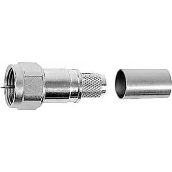 Telegärtner J01600A0009 F kištukas, tiesus, 75 omų, crimp/screw, nikeliuotas žalvaris, RG59/RG6