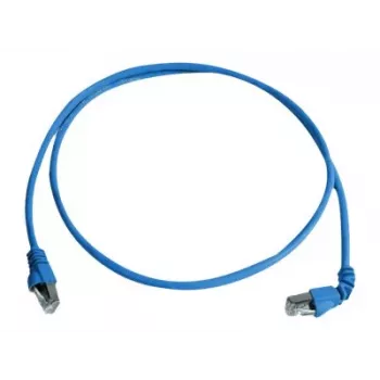 Telegärtner S/FTP Cat 6A komutacinis kabelis, PiMF, 1,0 m, mėlynas, vienas kampuotas RJ45, LSZH, 10 Gbps L00000A0198